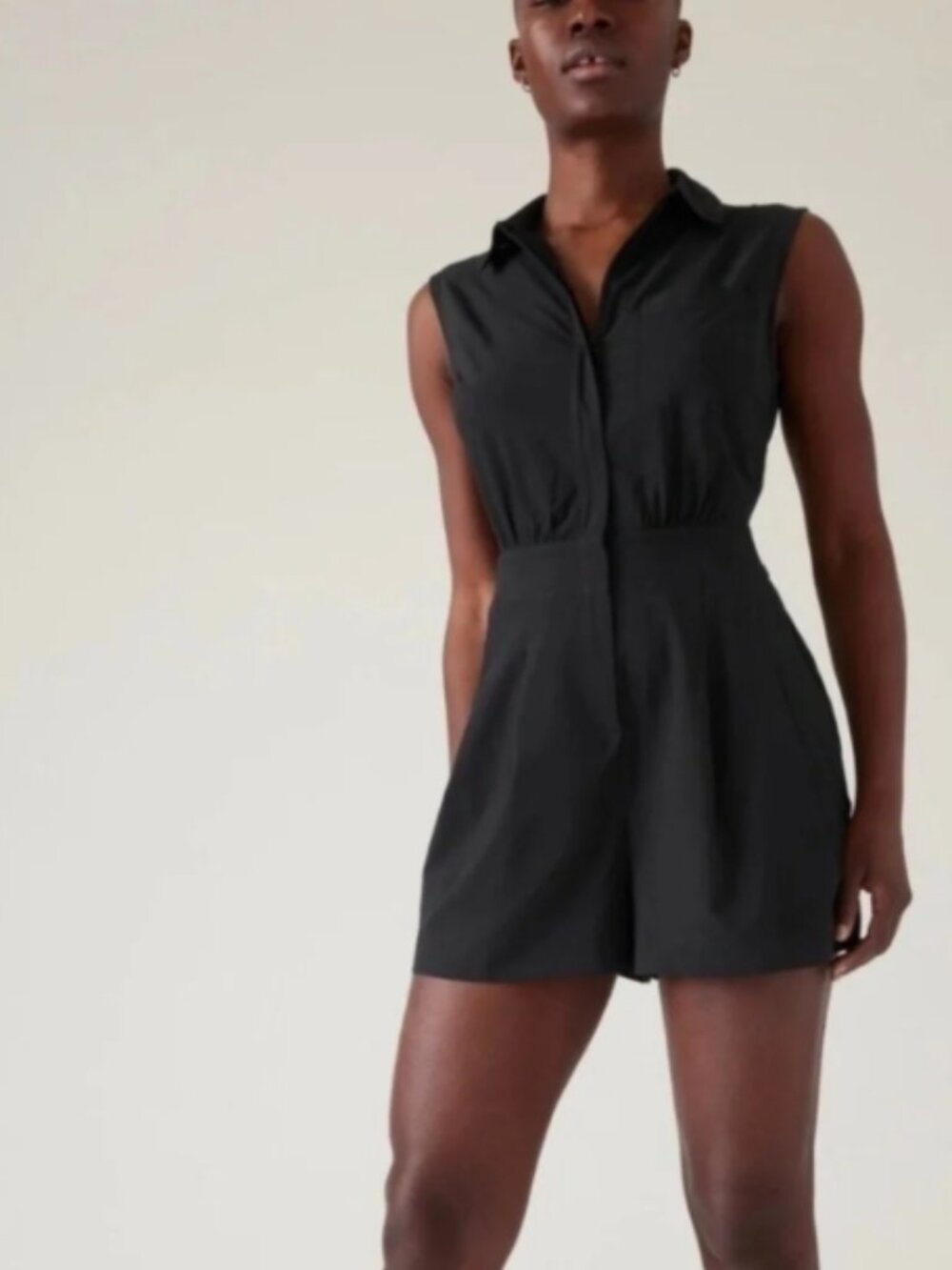 Athleta Black Brooklyn Sleeveless Zip Front, Collar, Pockets-Size 6T